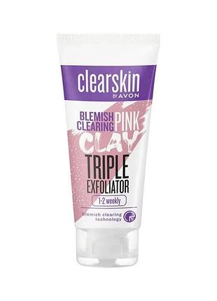 Рожевий глиняний скраб-пілінг для обличчя clearskin «для проблемної шкіри», 75 мл