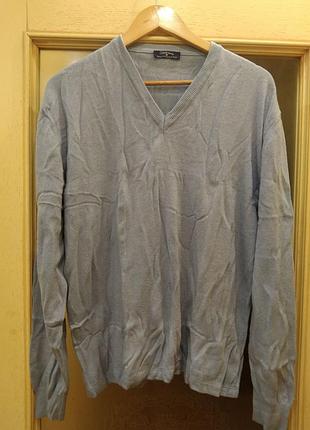 Cashmere collection (xl), italy. чоловічий пуловер світло-синій