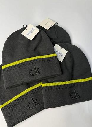 Нова зимова шапка calvin klein (ck embossed logo beanie hat olive) з америкари