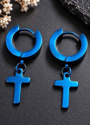 Сережки хрестики ttm stainless steel (медична сталь) довжина 2,9 см. діаметр 1,3 см.