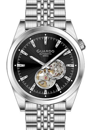 Мужские механические часы guardo luxury collection sa03021-2 стальной корпус водозащита 50 м чёрный циферблат
