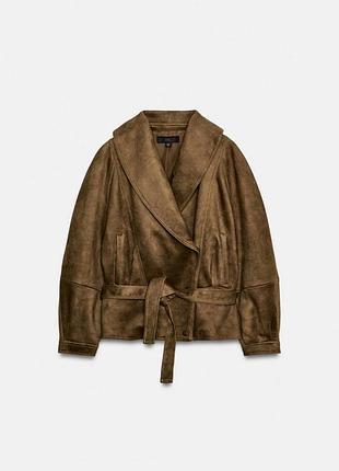 Жіноча куртка косуха тренч з імітацією замші zara