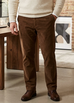 Мужские вельлетовые брюки чинос marks &amp; spencer коричневые прямые regular fit р. 36/33