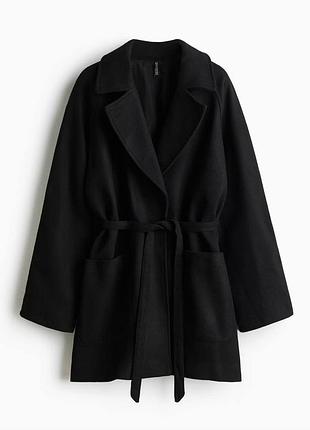 Пальто жіноче h&m чорне з поясом