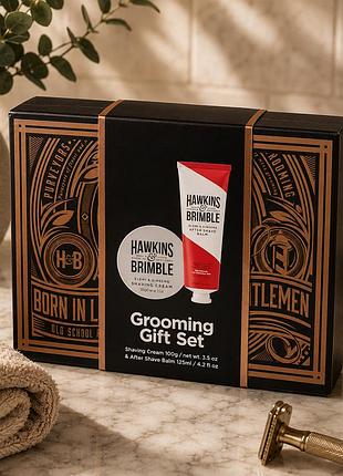 Подарочный бокс hawkins brimble shaving gift set box мужской набор для бритья с кремом и бальзамом после бритья