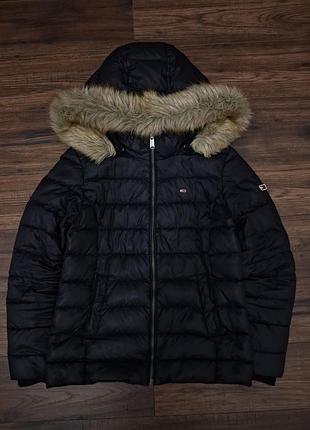Зимовий пуховик tommy jeans оригінал, куртка з хутром чорна