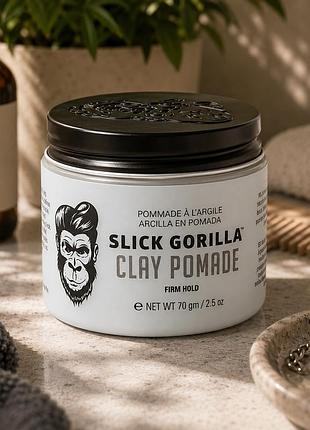 Глина для укладки волос slick gorilla clay pomade 70 г сильная фиксация матовый финиш мужская