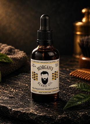 Олія для бороди morgans beard oil indian peppermint mandarin tea tree 50мл живлення зволоження блиск догляд за бородою