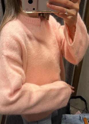 Джемпер персиковий h&m premium wool/mohair 8