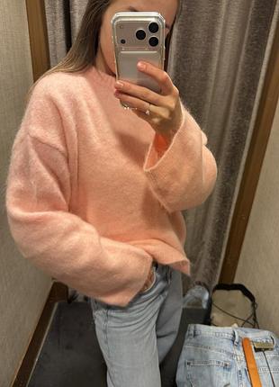 Джемпер персиковий h&m premium wool/mohair 9