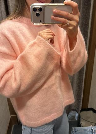 Джемпер персиковий h&m premium wool/mohair