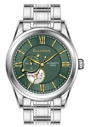 Мужские механические часы guardo luxury collection sa03019-4 стальной корпус водозащита 50 м зелёный циферблат