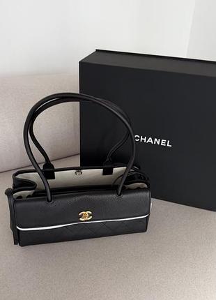 Сумка для жінок chanel чорна шкіряна стьобана