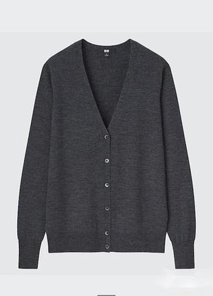 Базовый кардиган свитер uniqlo из 100% шерсти (размер xs)