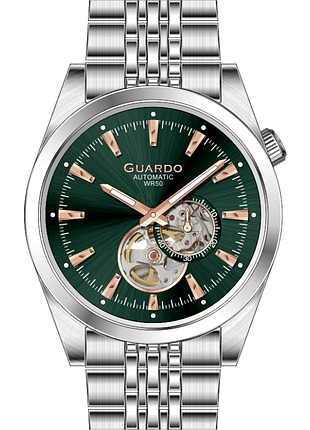 Мужские механические часы guardo luxury collection sa03021-4 стальной корпус водозащита 50 м зелёный циферблат