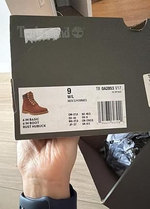 Timberland 6-in basic boot rust nubuck, чоловічі черевики 8