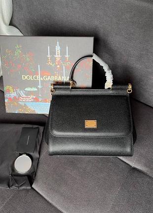 Шкіряна сумочка dolce sicily середня чорна повний комплект