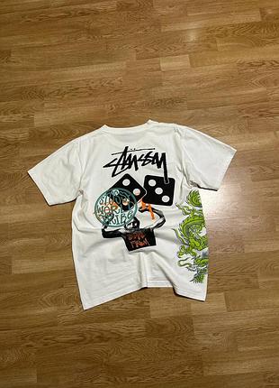 Футболка чоловіча stussy біла з принтом