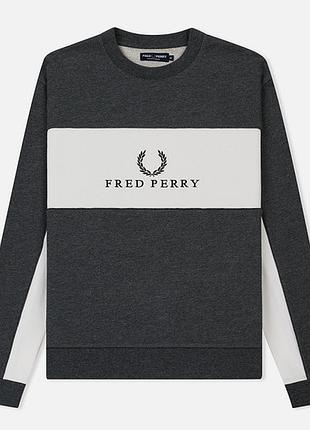 Оригінальний крутий світшот fred perry panel piped sweatshirt crew neck