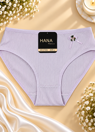 Женские хлопковые трусики hana в рубчик с высокой посадкой l xl 2xl