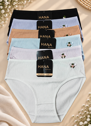Женские хлопковые трусики hana в рубчик с высокой посадкой l xl 2xl