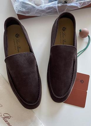 Чоловічі мокасини loro piana з замші, коричневі, розмір 42-43