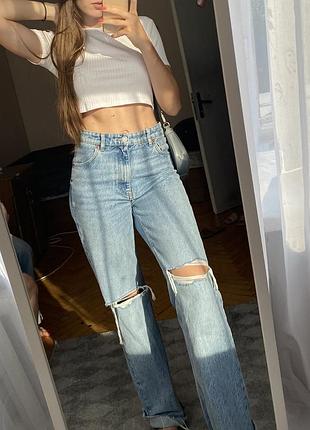 Жіночі джинси zara блакитні рвані