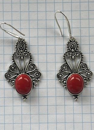 Серьги коралл 3