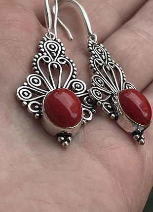 Серьги коралл 5