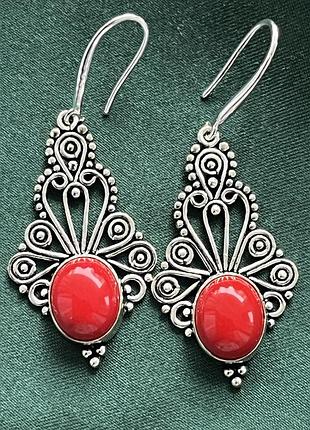 Серьги коралл