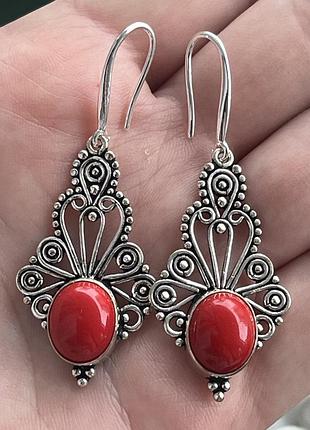 Серьги коралл 6