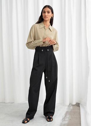 Фірмові брюки &other stories straight paperbag waist trousers з вовною