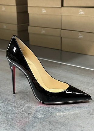 Женские черные туфли-лодочки christian louboutin so kate 10 см с красной подошвой лабутены 38