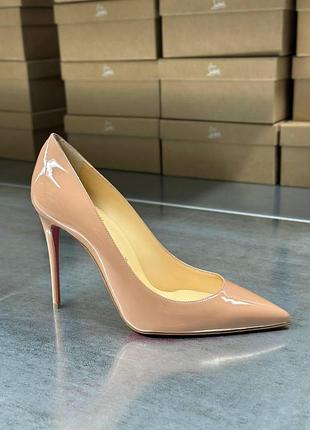 Женские бежевые туфли-лодочки christian louboutin so kate 12 см с красной подошвой лабутены 37