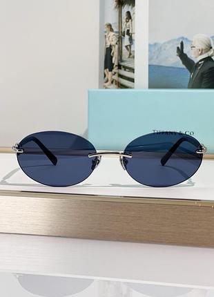 Женские синие овальные солнцезащитные очки tiffany tf3104d тиффани серебряная фурнитура