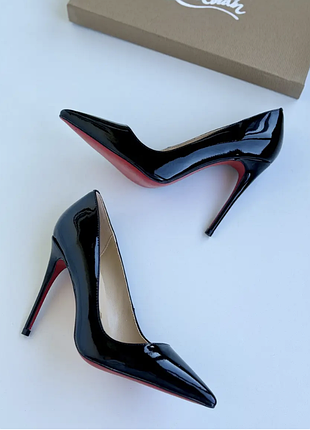 Женские черные туфли-лодочки christian louboutin so kate 12 см с красной подошвой лабутены 35