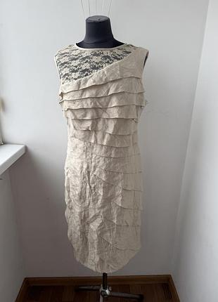 Сукня міді з воланами та мереживом m&co boutique gold, розмір l/xl (uk 14)