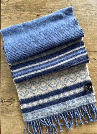 Шарф 🧣 альпака 🦙 tumi синій  блакитний візерунок теплий
