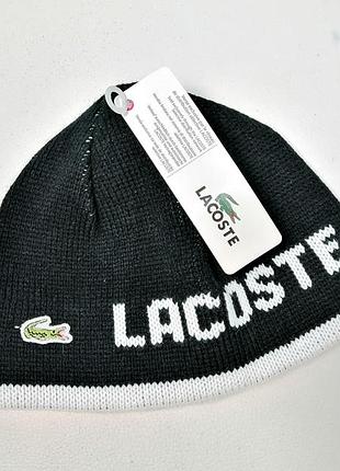 Стильная мужская вязаная шапка lacoste шерсть + акрил