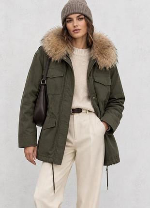Утеплена демі парка хакі h&m