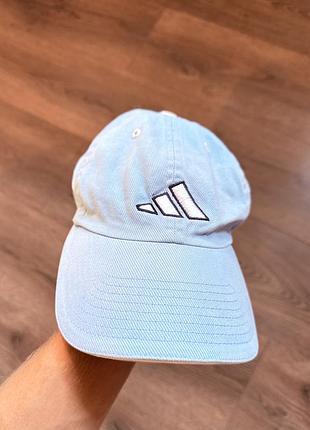 Вінтажна світло-голуба кепка з патчем-adidas для туризму, vintage cap, бейсболка