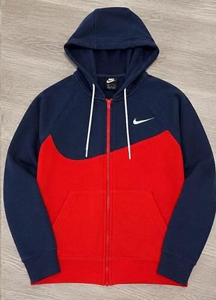 Чоловіче худі nike на блискавці, червоне/темно-синє, розмір s, фліс