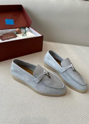 Женские голубые синие лоферы loro piana лоро пиана summer walk демисезонные туфли