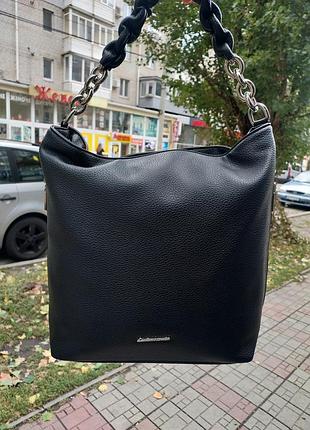 Сумка женская черная на плечо через плечо эко кожа