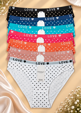 Жіночі бавовняні трусики love з сердечками s/m l/xl