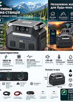 Зарядна станція ieetek p1800 1800w/1024wh lifepo4