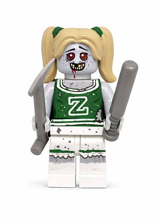 Фигурка зомби чирлидер zombie cheerleader с оружием для лего lego