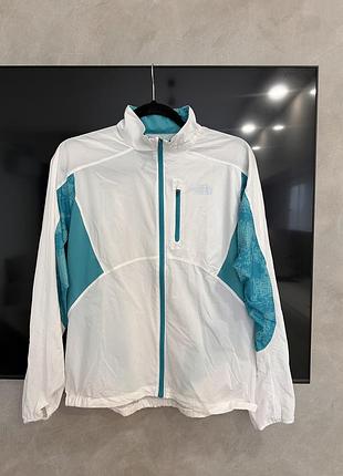 Вітровка жіноча the north face біла з бірюзовими вставками