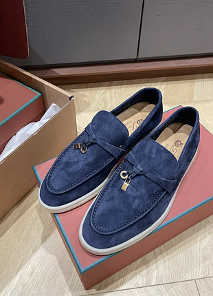 Жіночі сині замшеві лофери loro piana лоро піана summer walk демісезонні туфлі 38