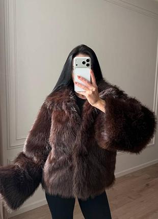 Luxe шуба шубка міні коротка укорочена комір широкий рукав оверсайз вовна ангора еко хутро штучне
